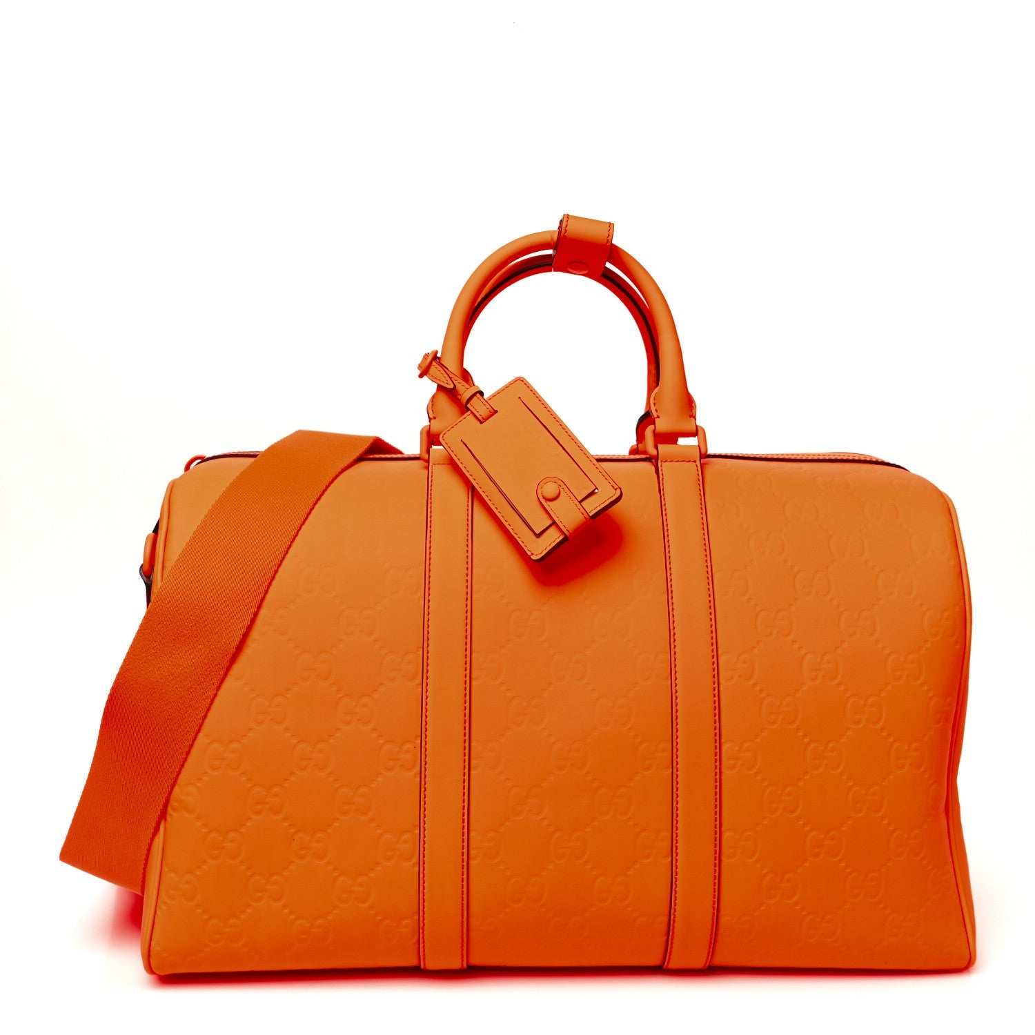 Rubber Effect GG Embossed Duffle Bag New Orange Fluo