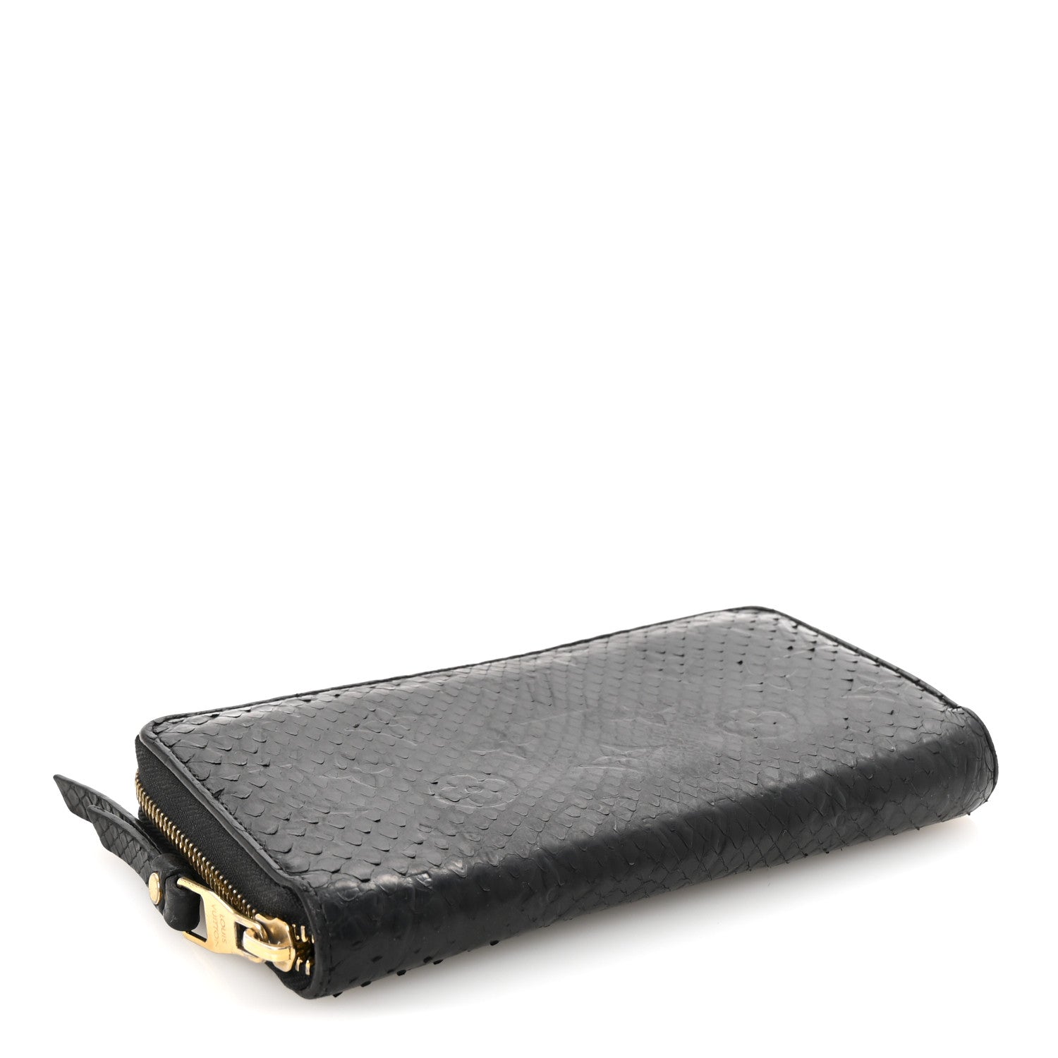 Snakeskin Monogram Zippy Wallet Black
