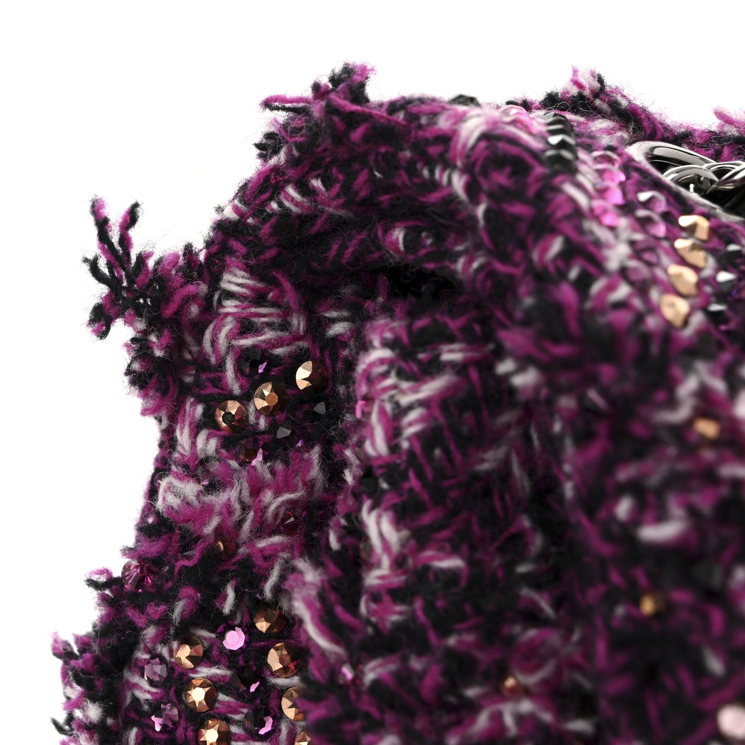 Crystal Tweed Quilted Medium Double Flap Purple Multicolor
