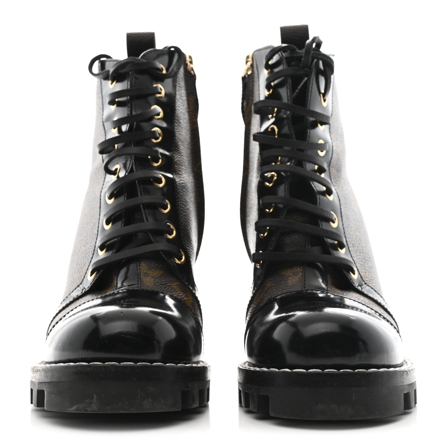 Patent Calfskin Monogram Star Trail Ankle Boots 37.5 Black
