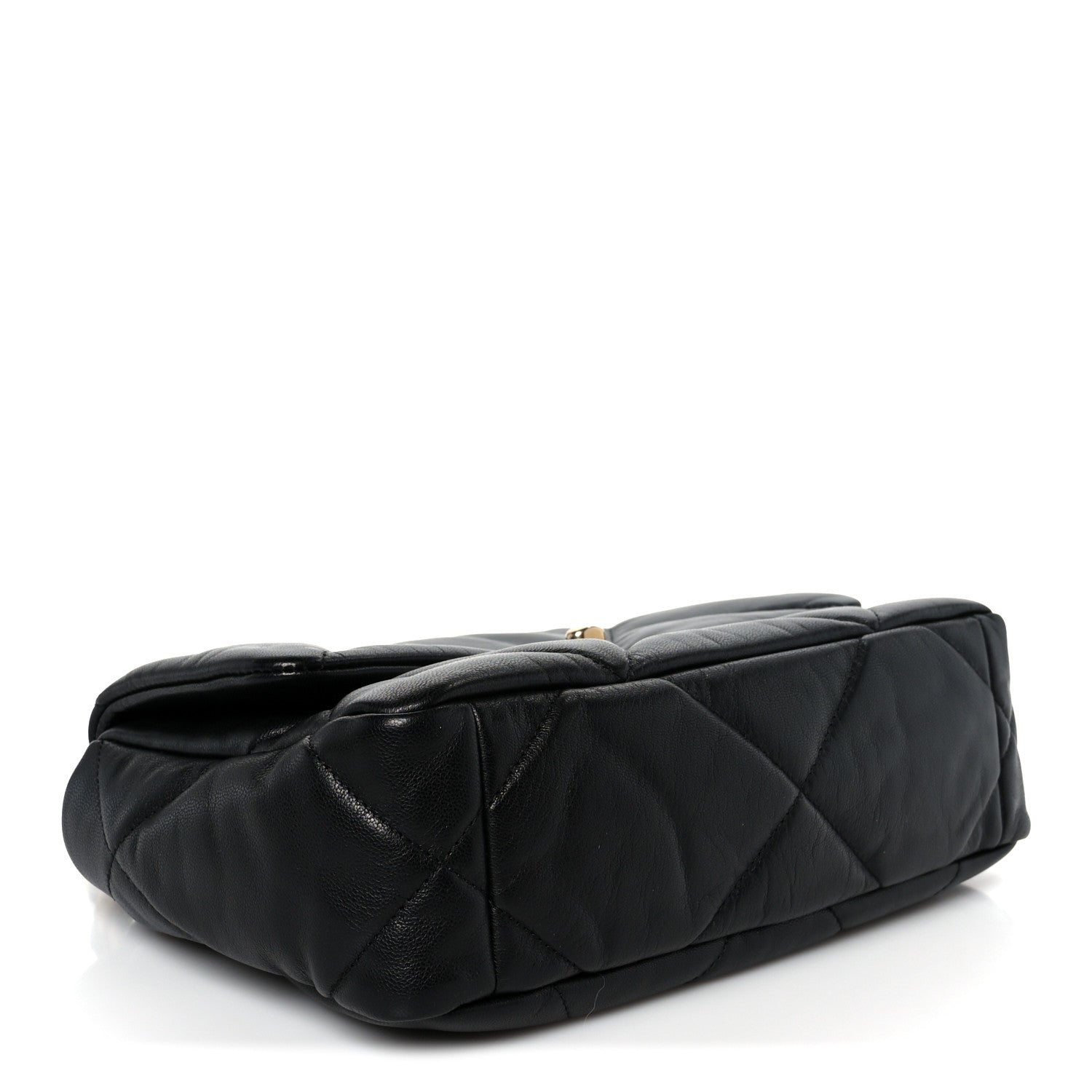 Shiny Goatskin Quilted Medium Chanel 19 Flap Black