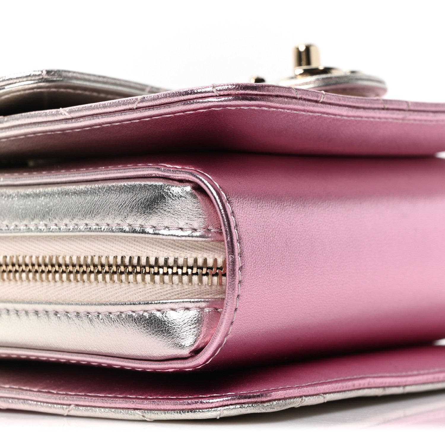 Metallic Lambskin Like A Wallet Flap Golden Pink