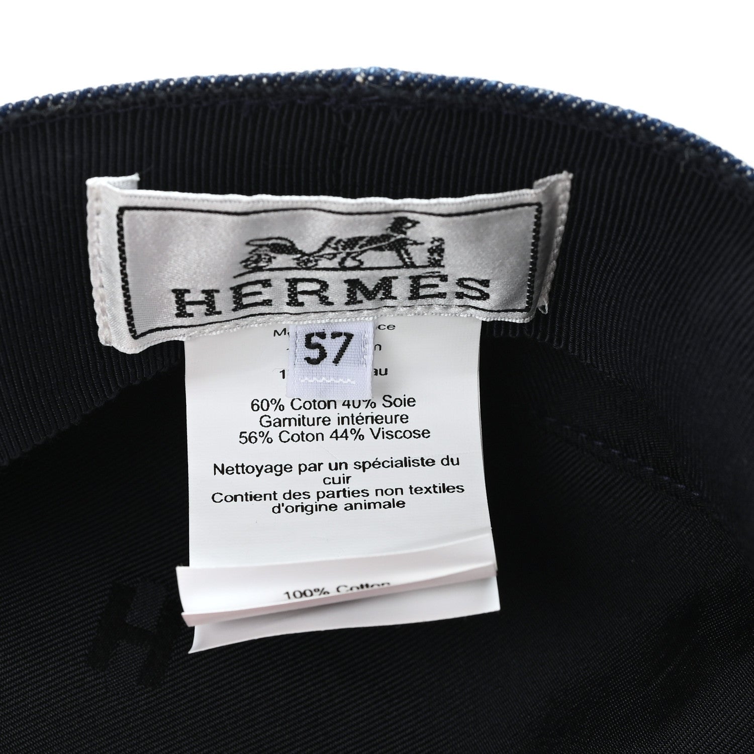 Denim Calfskin Cabourg Cap 57 Indigo