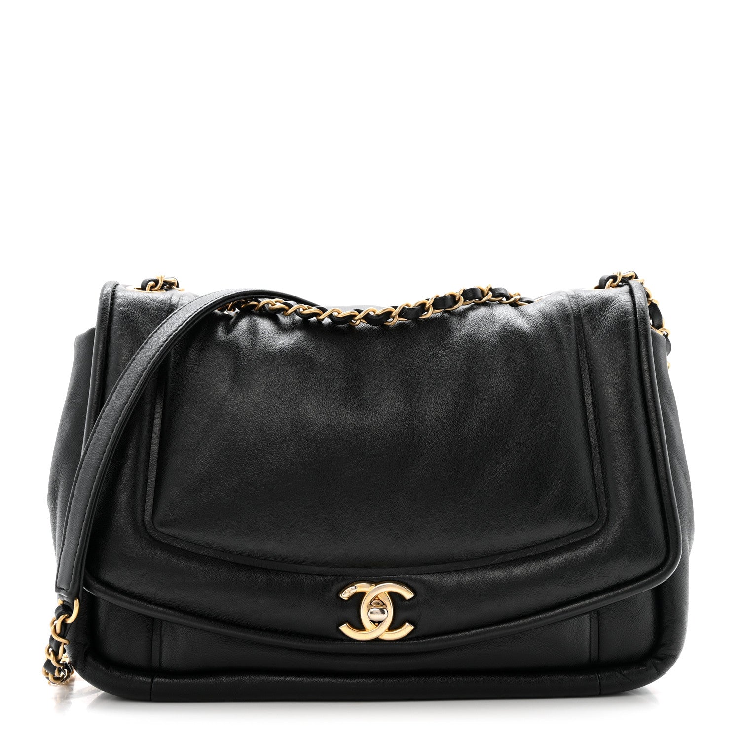 Lambskin Medium Simply Flap Black