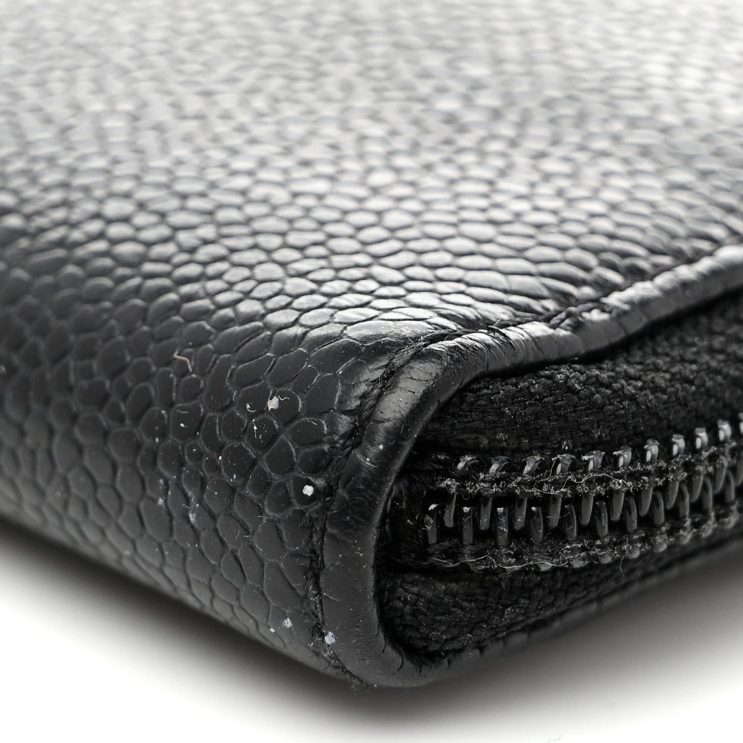 Caviar Large Timeless CC Zip Around Organizer Wallet Black