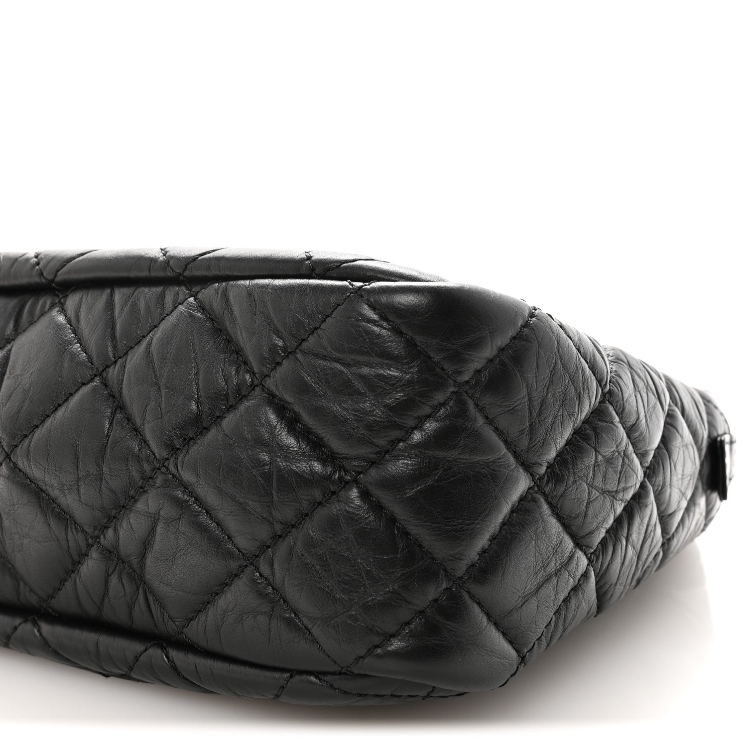 Aged Calfskin Quilted Large Reissue Camera Case Black