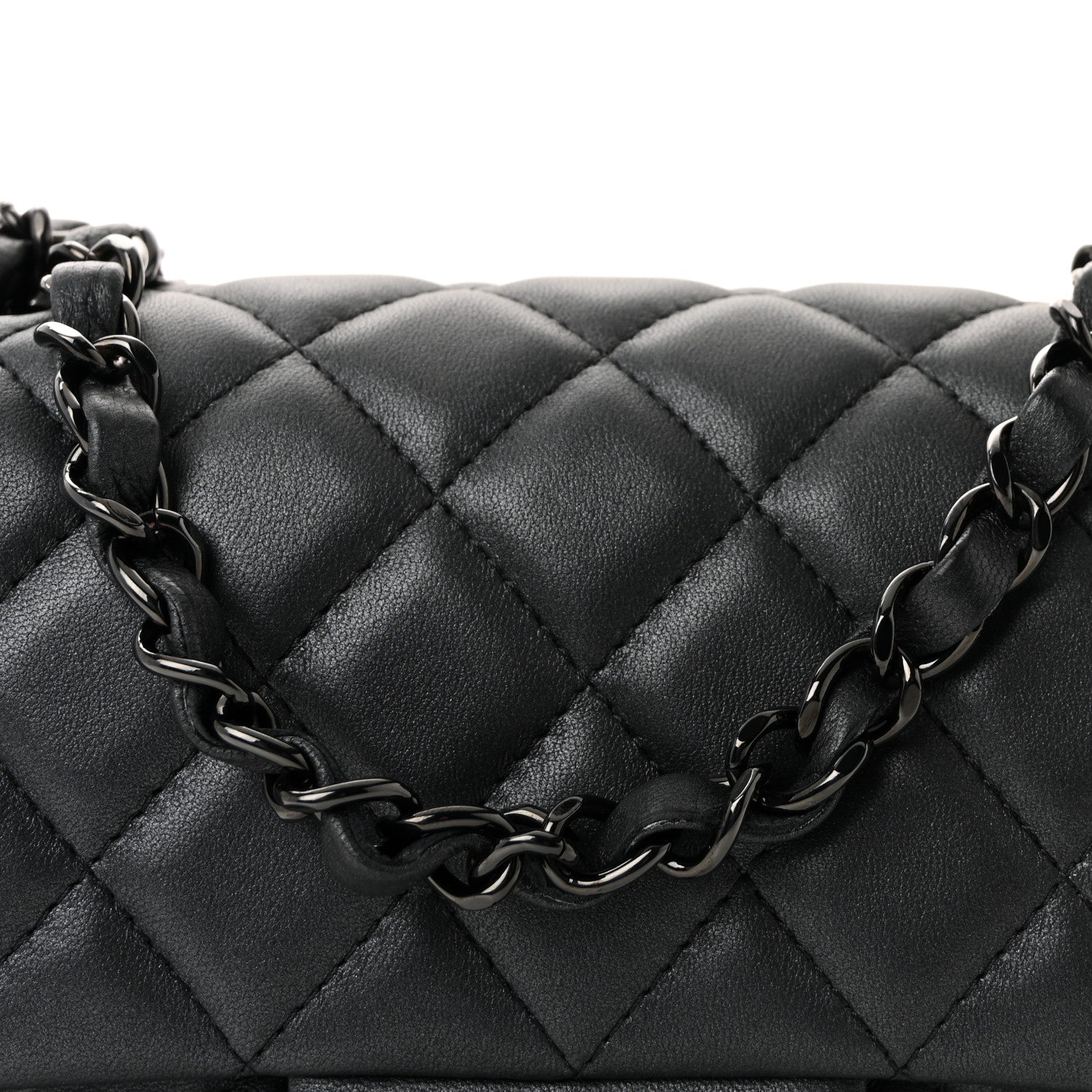 Lambskin Quilted Mini Rectangular Flap So Black
