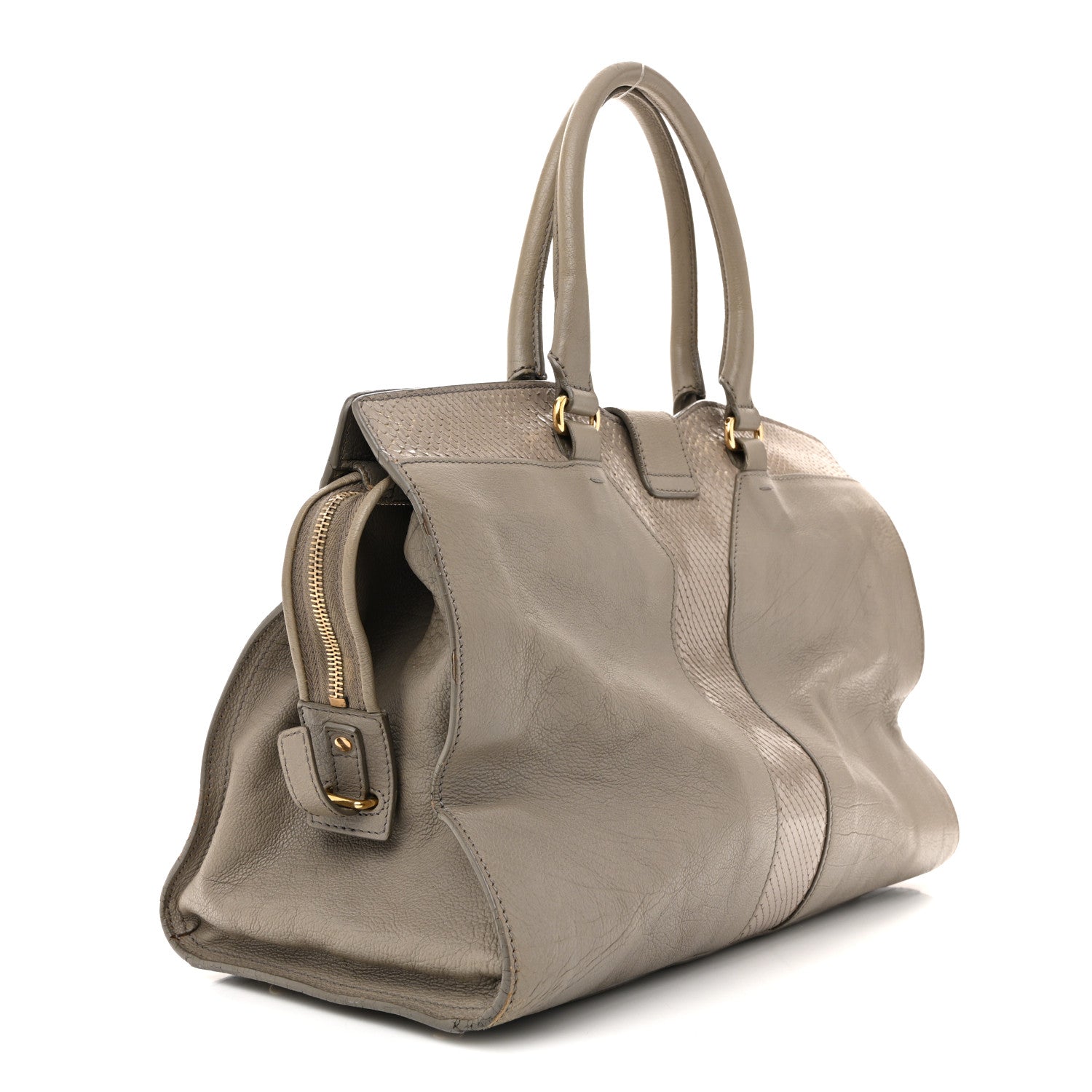 Calfskin Snakeskin Medium Cabas Chyc Beige