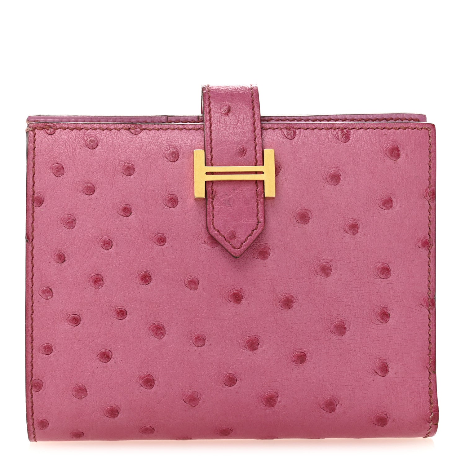 Ostrich Bearn Compact Wallet Fuchsia