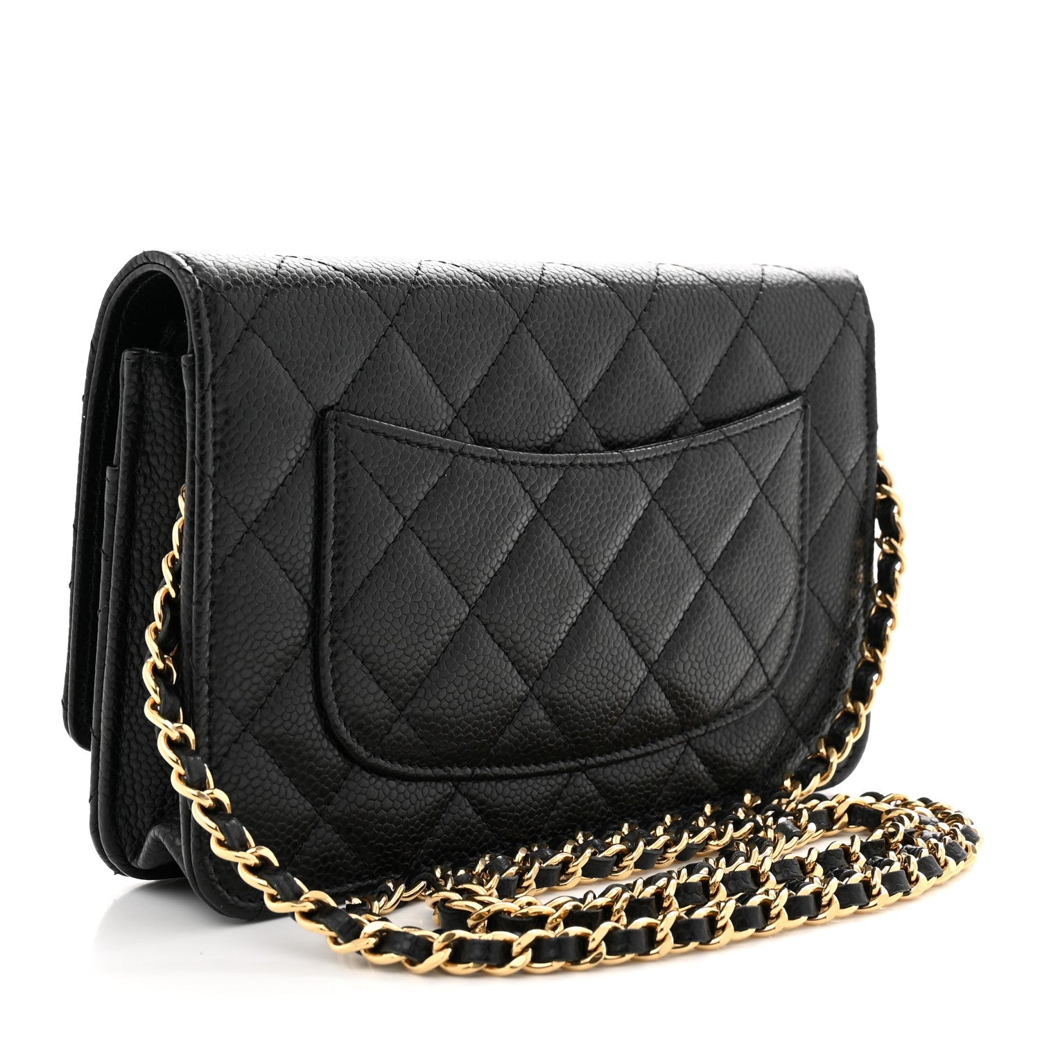 Caviar Quilted Wallet on Chain WOC Black