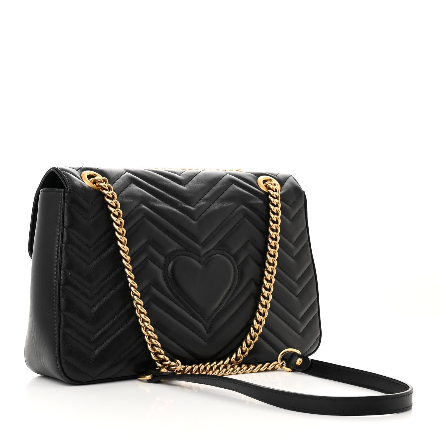 Calfskin Matelasse Animal Studs Medium GG Marmont Shoulder Bag Black
