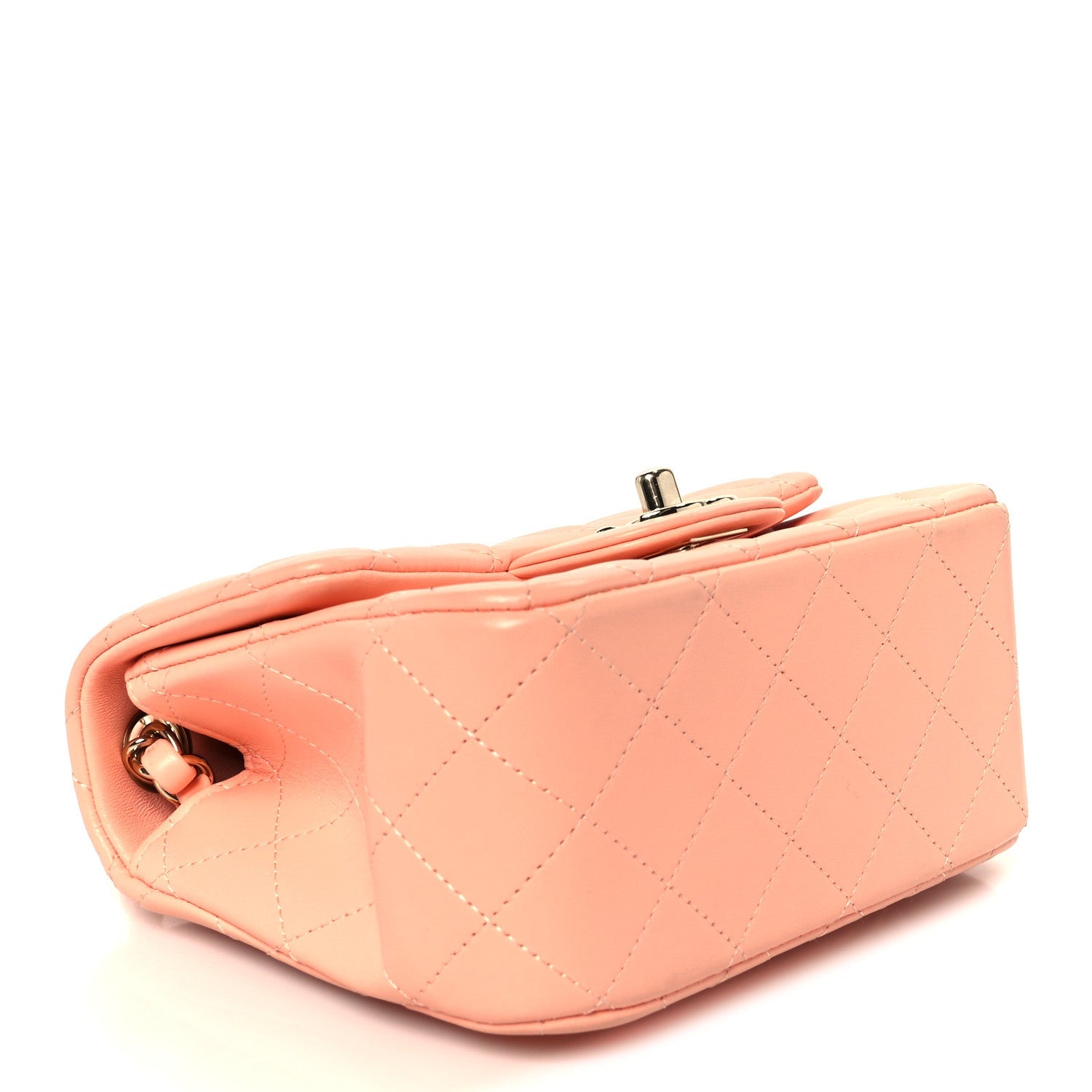 Lambskin Quilted Mini Square Flap Light Pink