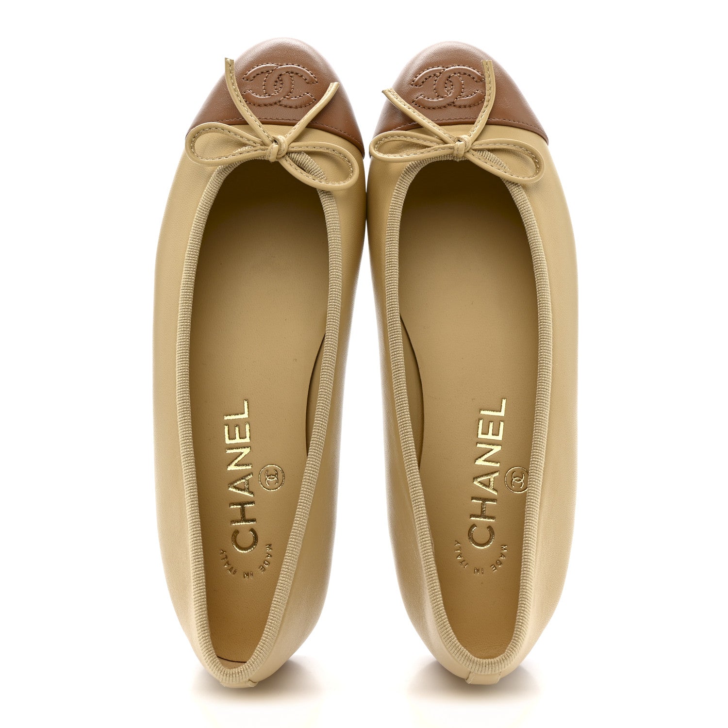 Lambskin Cap Toe CC Ballerina Flats 35.5 Beige Light Beige