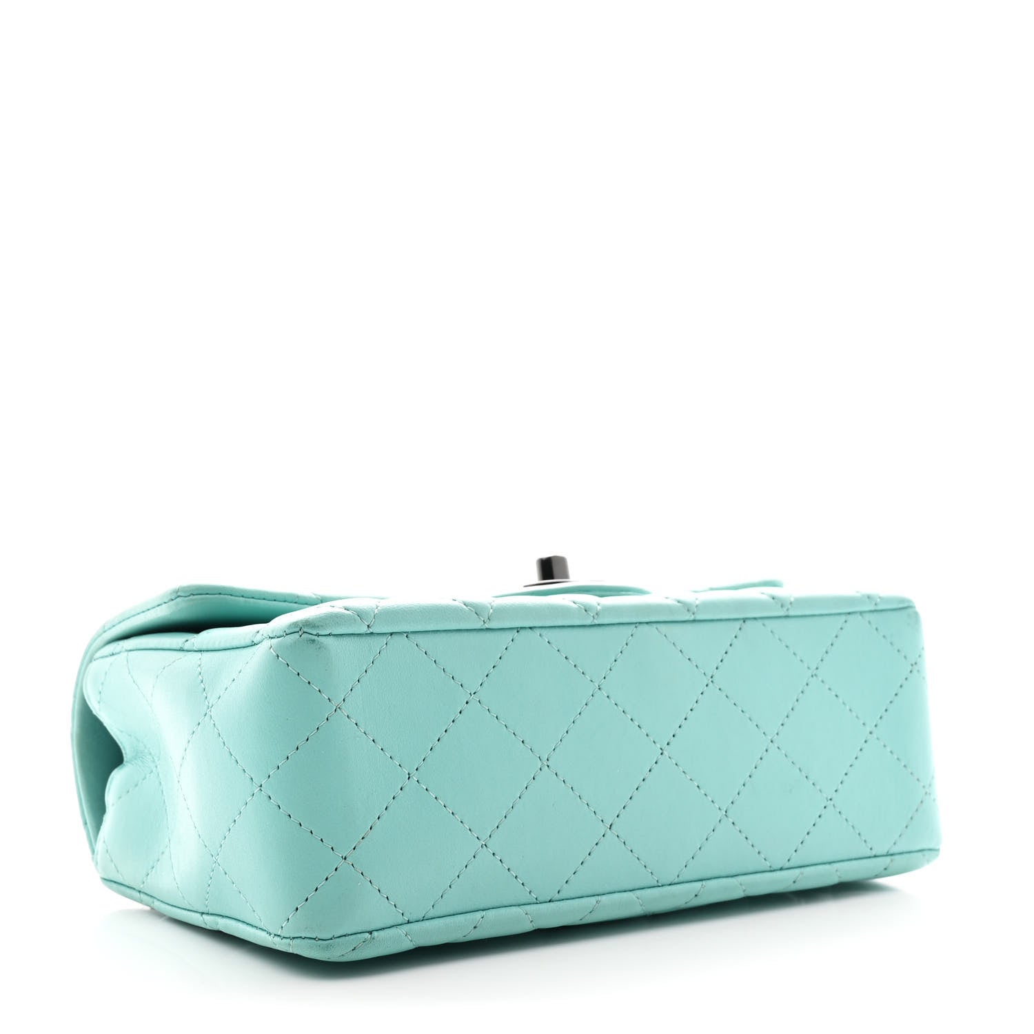 Lambskin Quilted Mini Rectangular Flap Turquoise