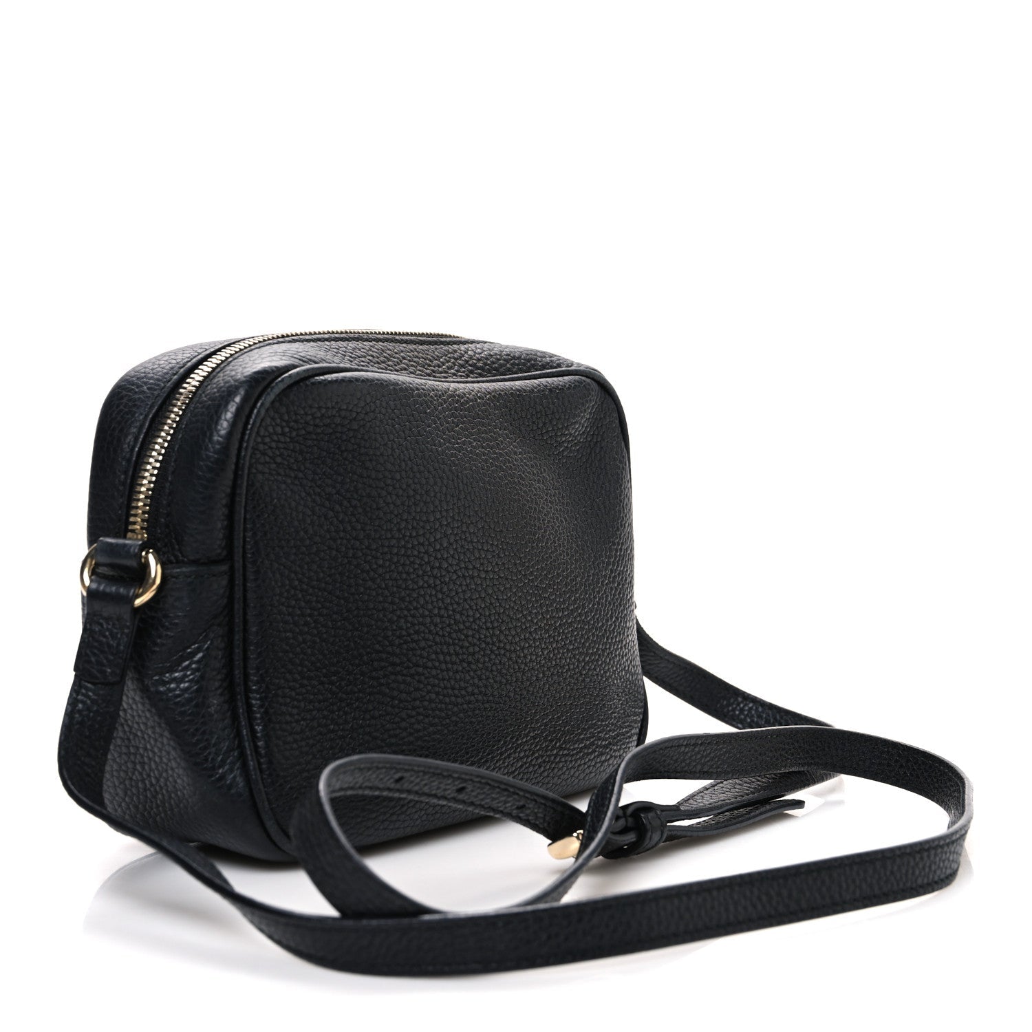 Pebbled Calfskin Small Soho Disco Bag Black