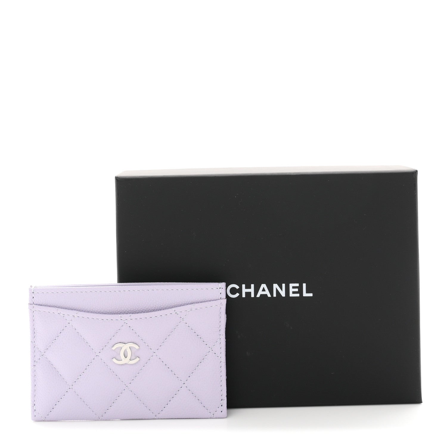 Caviar Quilted Card Holder Light Purple