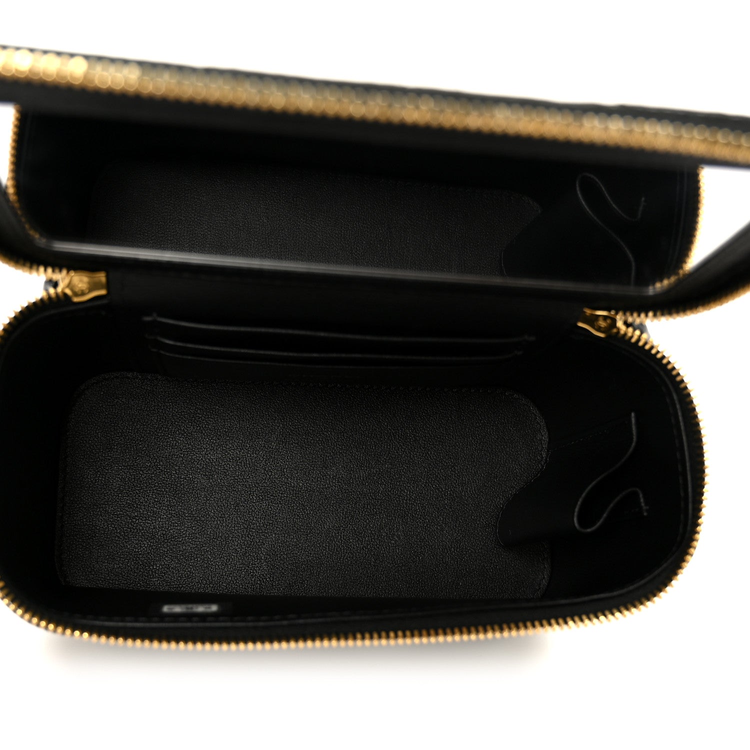 Grained Lambskin Quilted Small Vanity Case With Chain Black