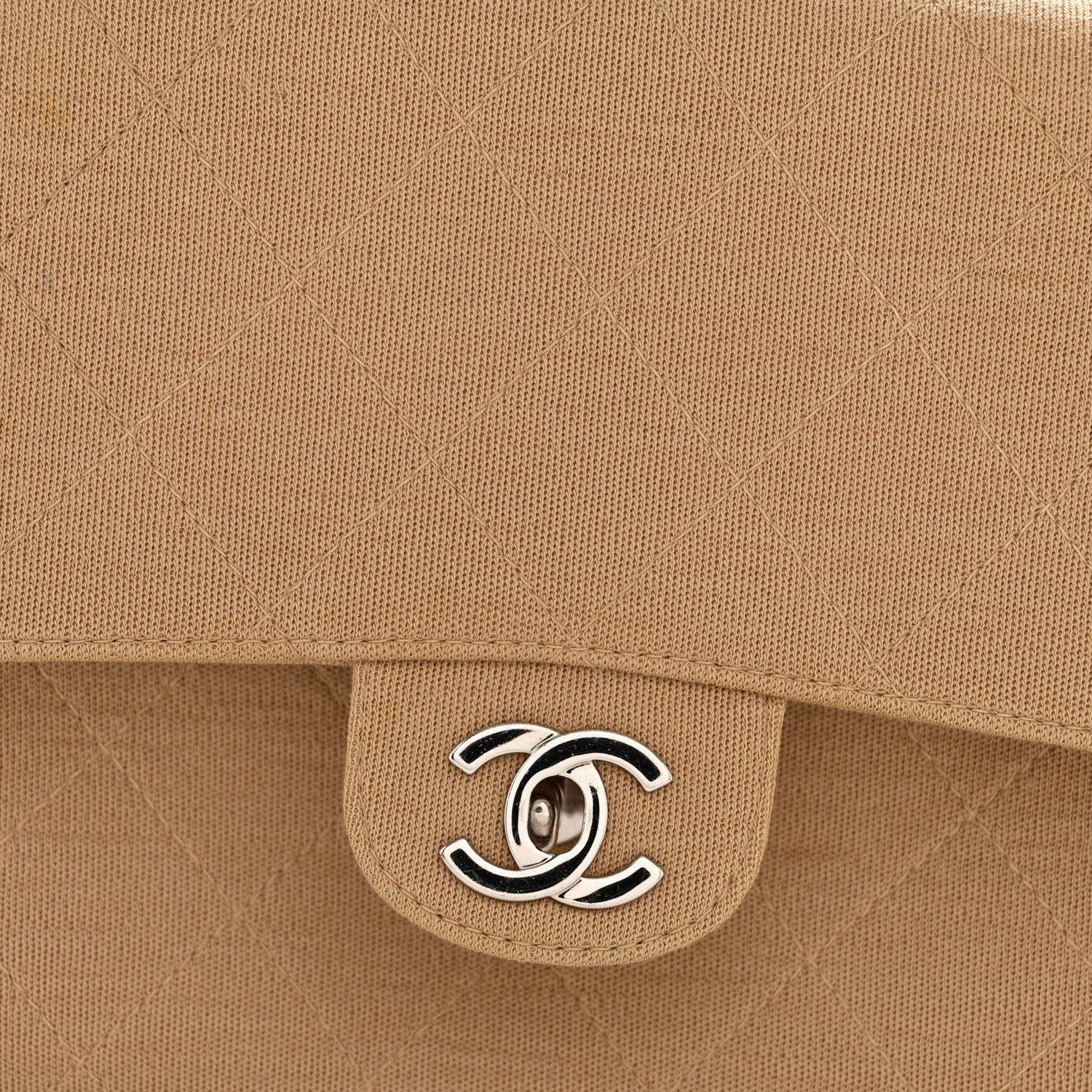 Jersey Quilted Medium Single Flap Beige