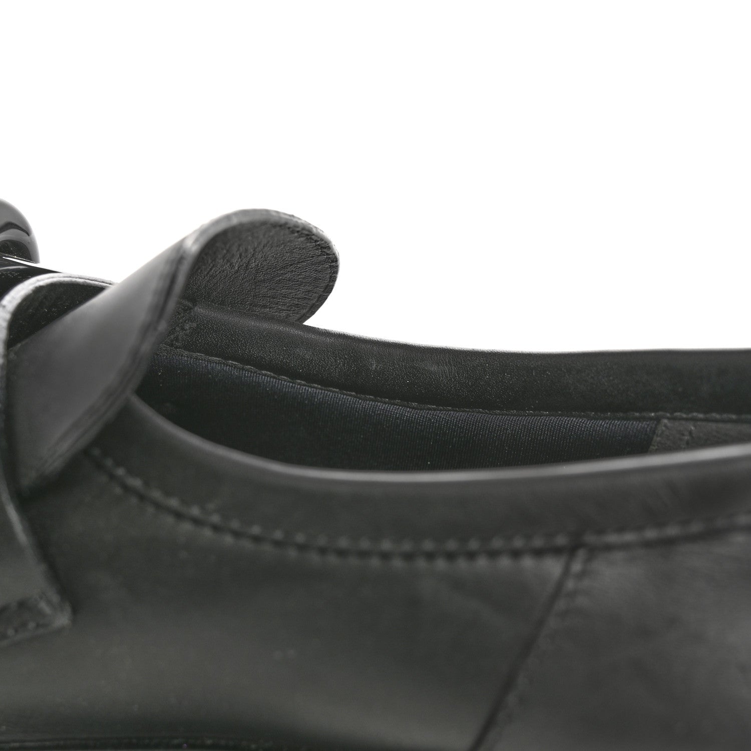 Calfskin Oversized Chain Academy Loafers 35 Black
