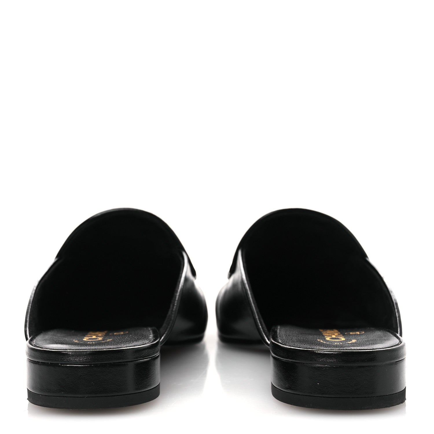 Shiny Calfskin Crystal CC Mules 41 Black