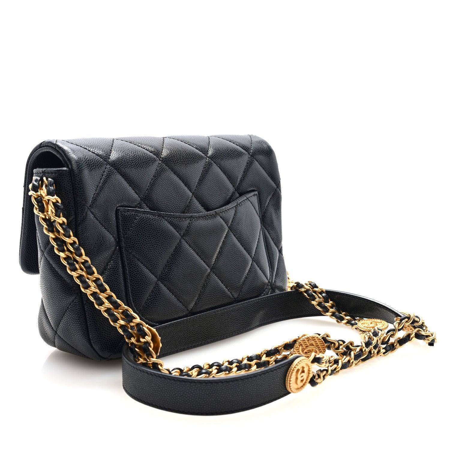 Caviar Quilted Small Twist Your Buttons Flap Black