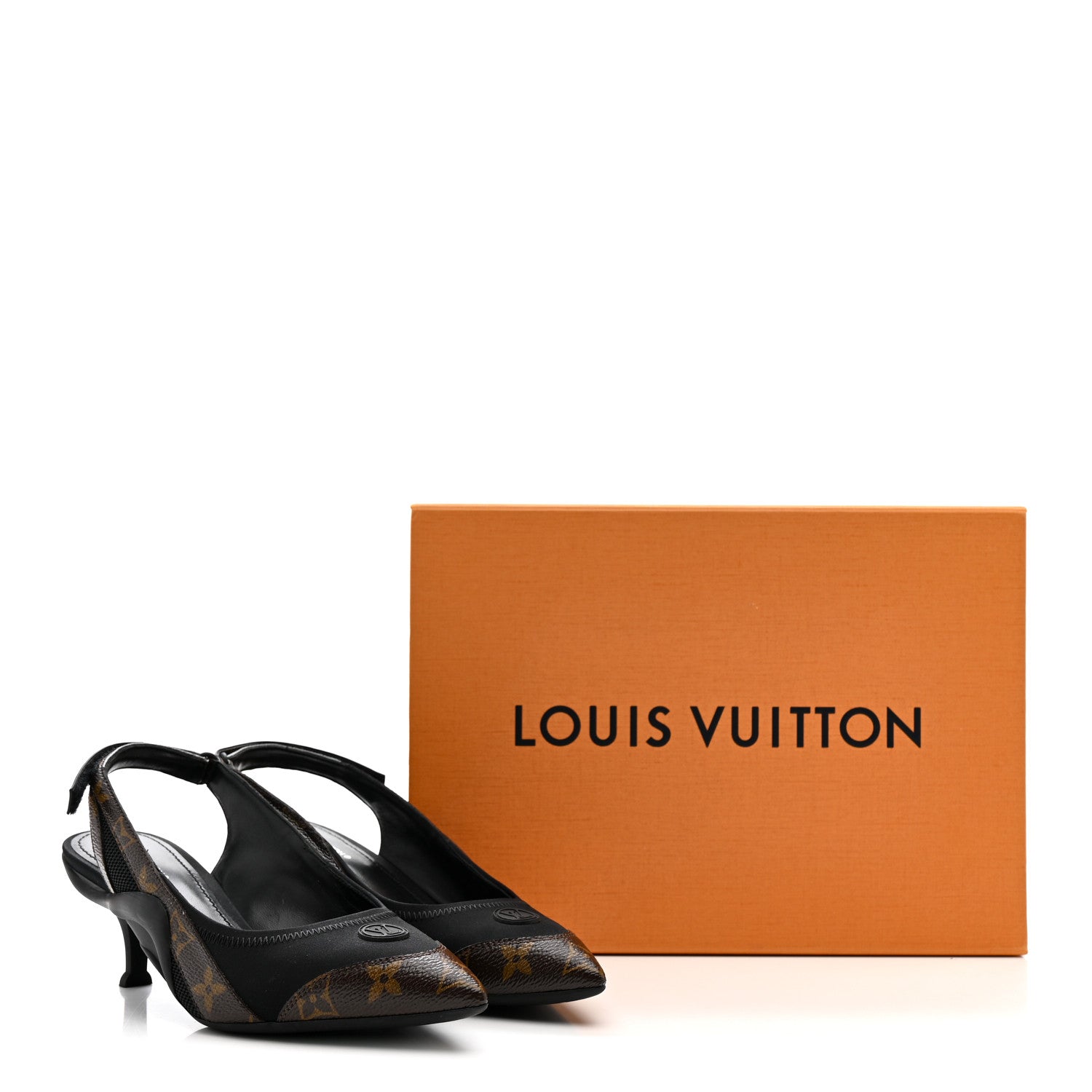 Patent Monogram Archlight Slingback Pumps Black