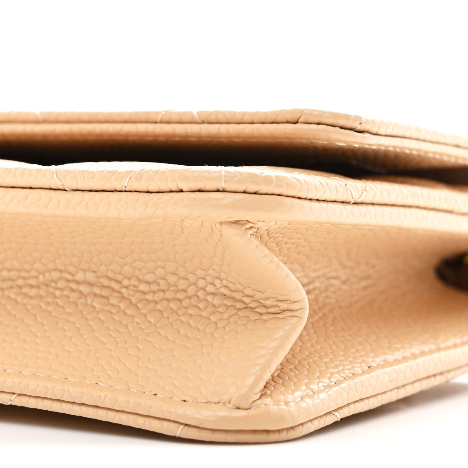 Caviar Quilted Wallet on Chain WOC Beige