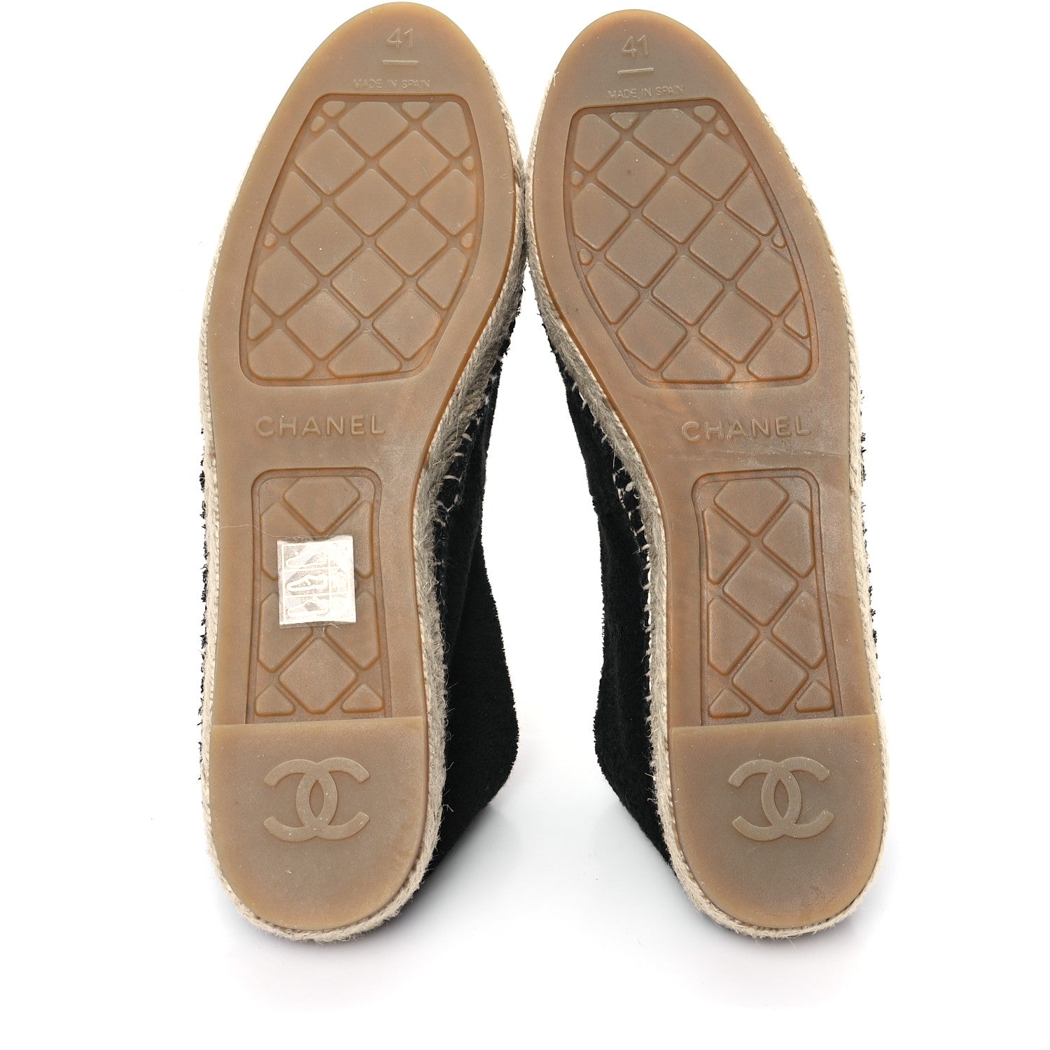 Cotton Lambskin CC Espadrilles 41 Black White