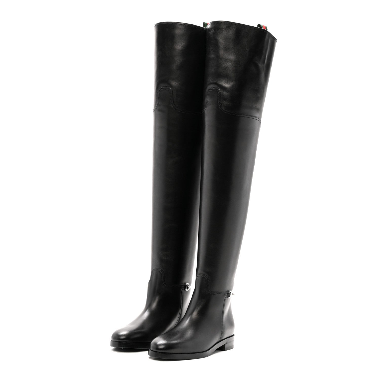 Calfskin Slim Horsebit Over The Knee High Boots 37 Black