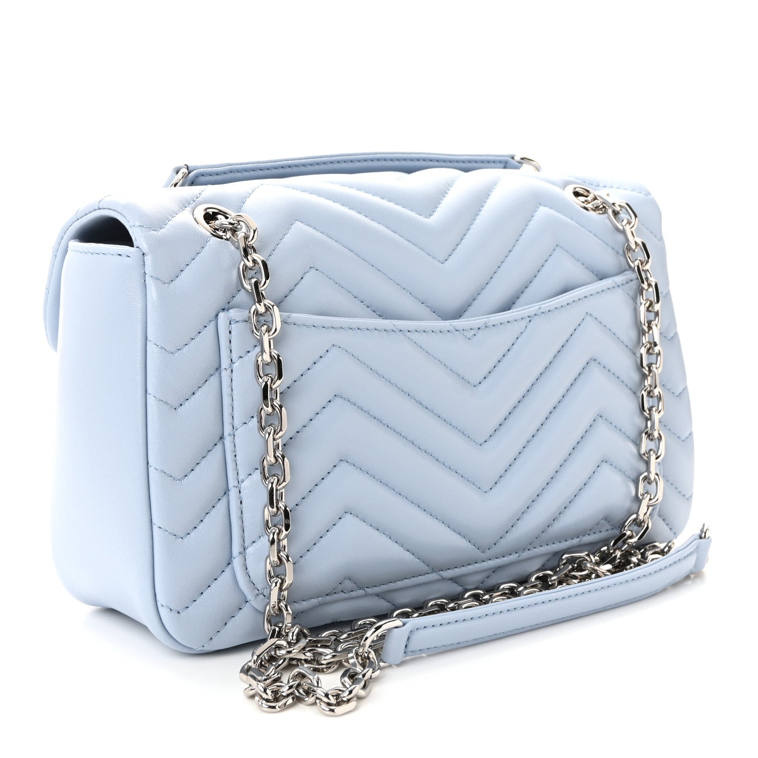 Calfskin Matelasse Medium GG Marmont Shoulder Bag Light Blue