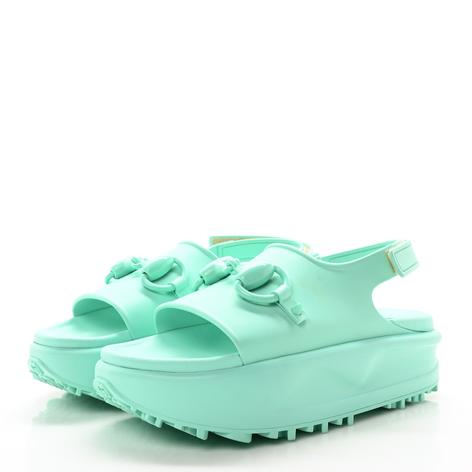Soft Rubber Horsebit Womens Slingback Sandals 37 Teal Cyan