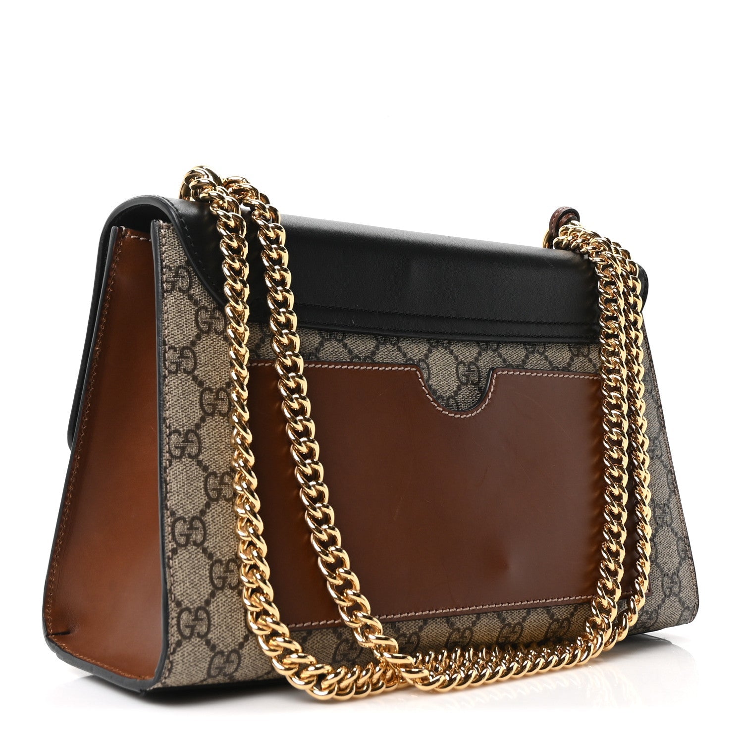 GG Supreme Monogram Calfskin Medium Padlock Shoulder Bag Beige Black Cuir