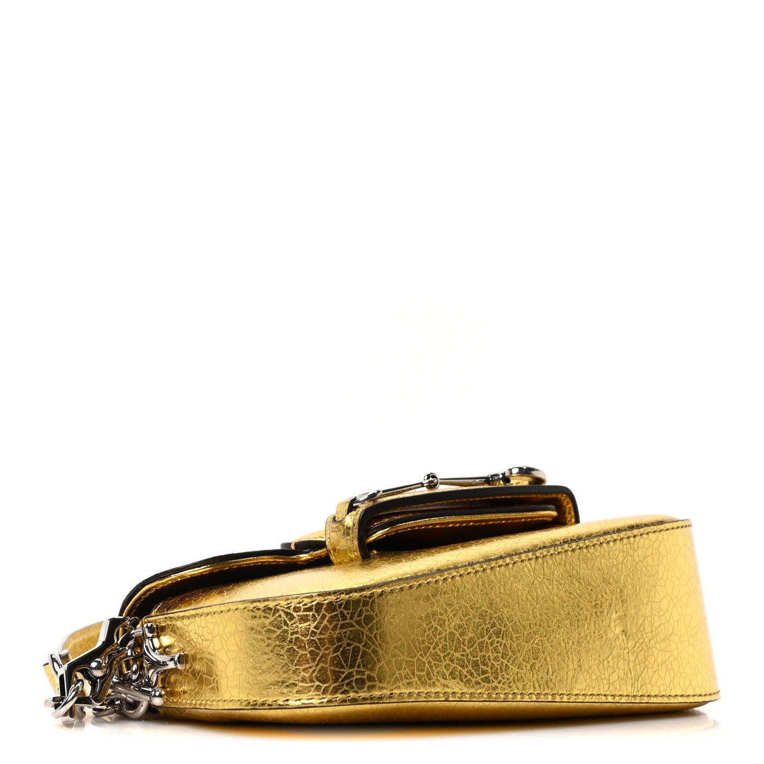 Metallic Calfskin Mini Horsebit 1955 Asymmetric Shoulder Bag Gold