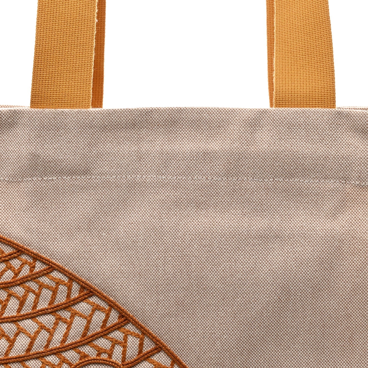 H Canvas Embroidered Poisson Natte Beach Bag Camel Jaune