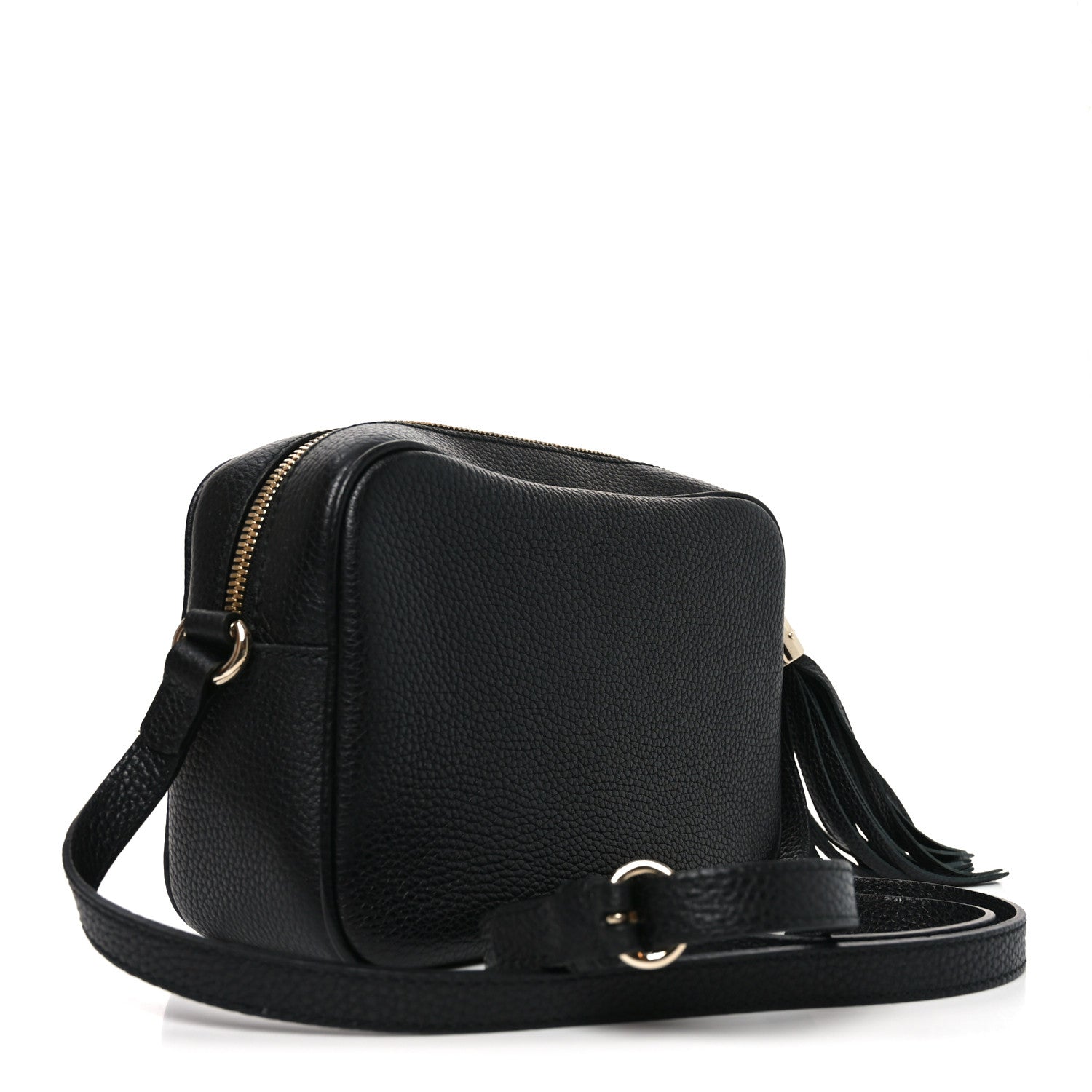 Pebbled Calfskin Small Soho Disco Bag Black