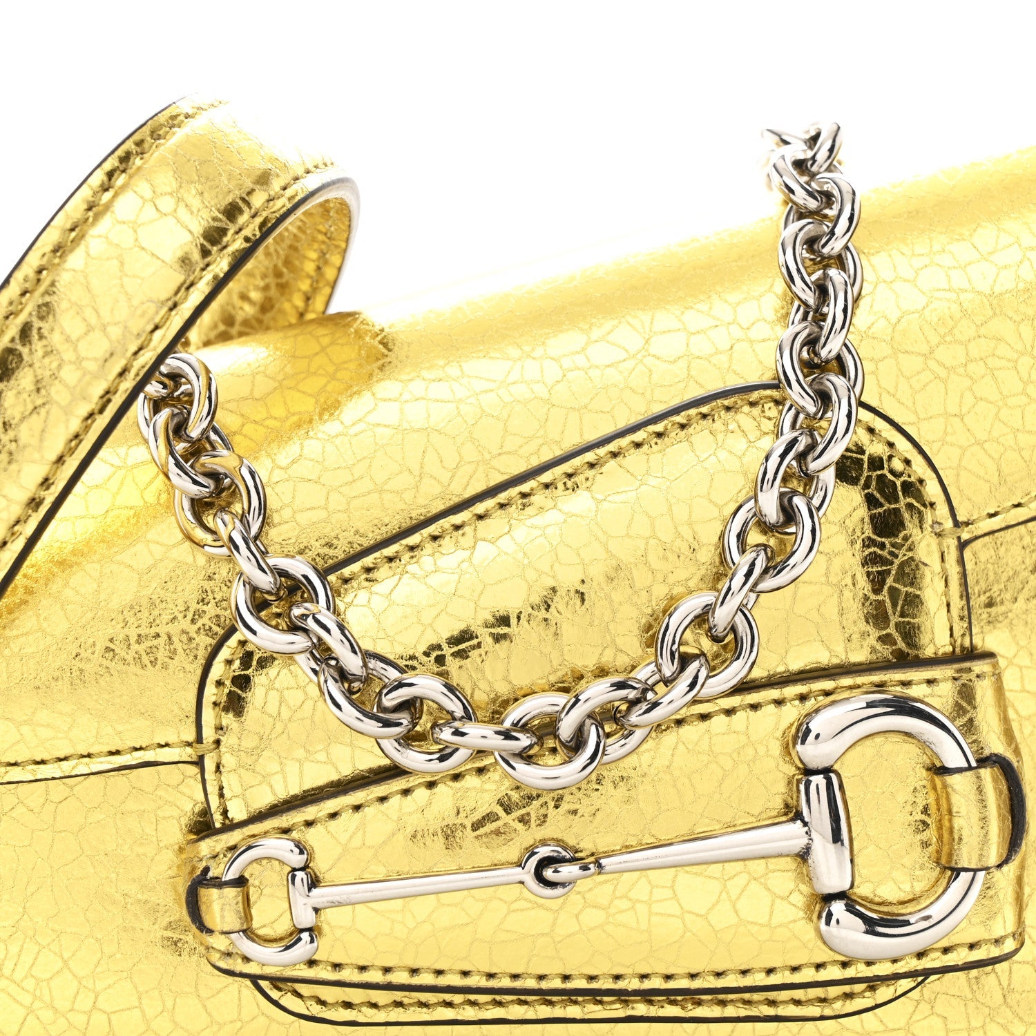 Metallic Calfskin Mini Horsebit 1955 Asymmetric Shoulder Bag Gold