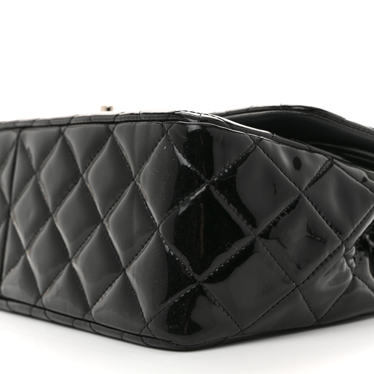 Patent Quilted Jumbo Double Flap Black
