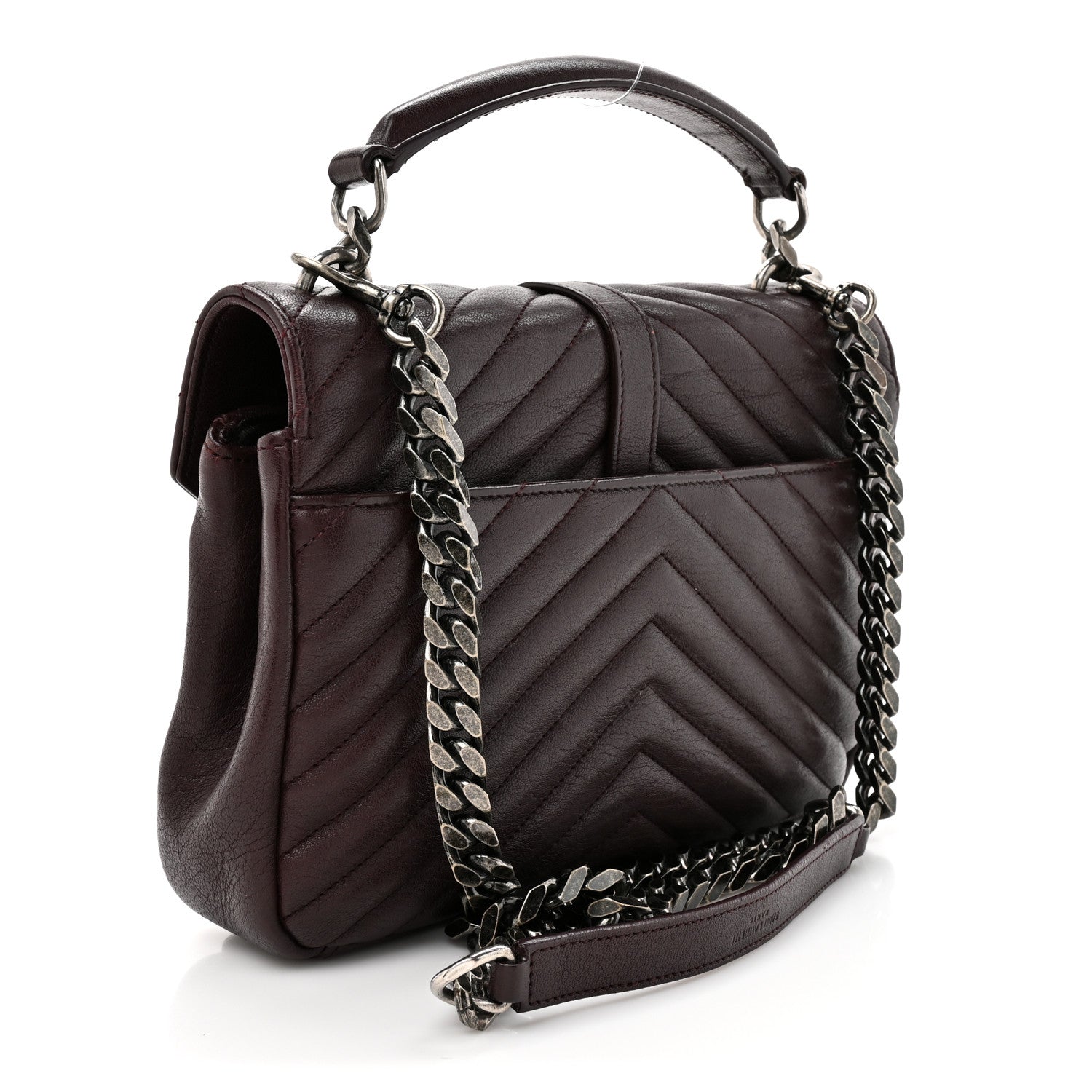 Sheepskin Matelasse Chevron Monogram Medium College Bag Amaranto