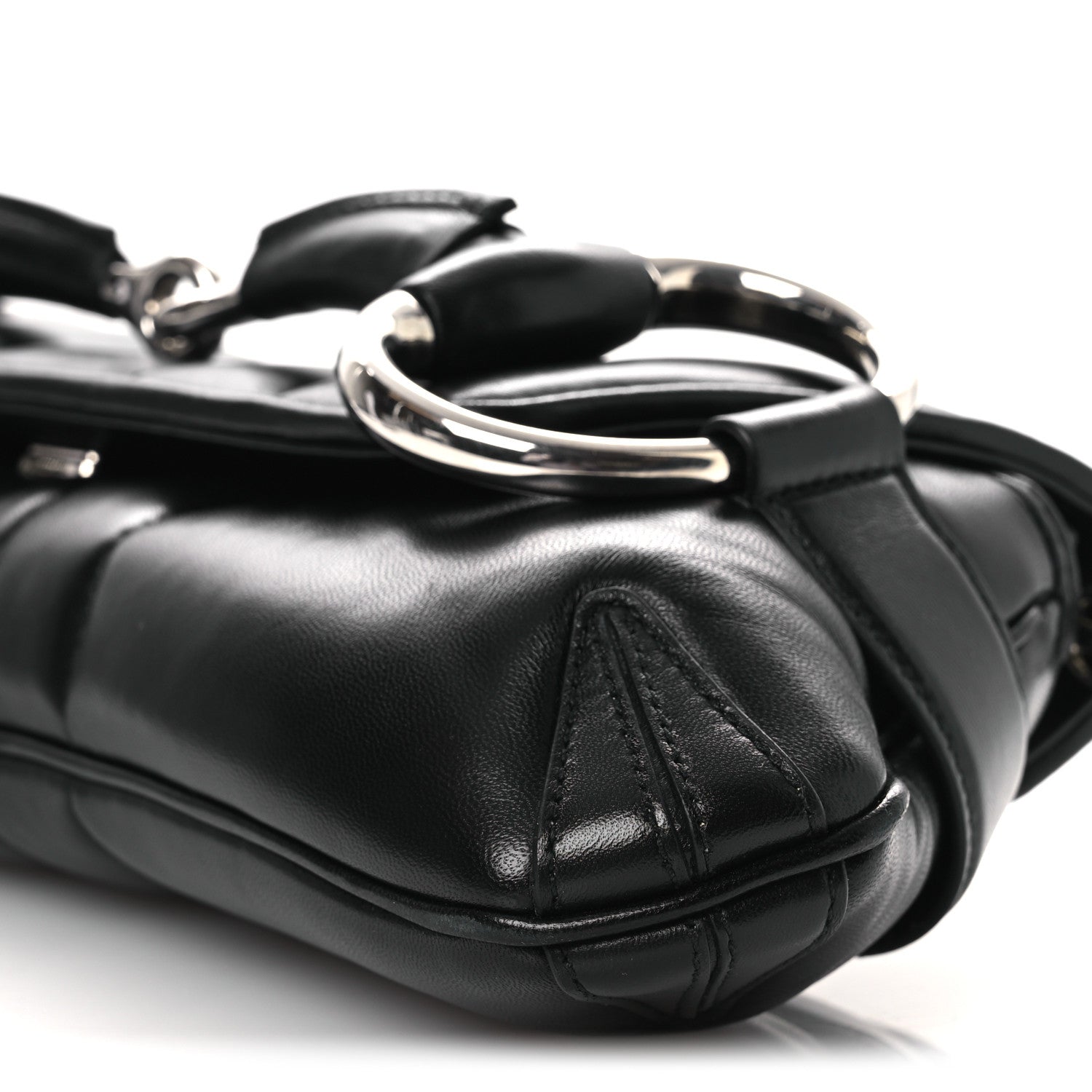 Nappa Vertical Matelasse Medium Maxi Horsebit Chain Shoulder Bag Black
