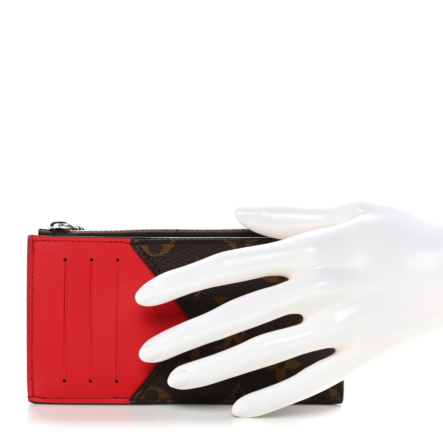 Monogram Calfskin Coin Card Holder Red