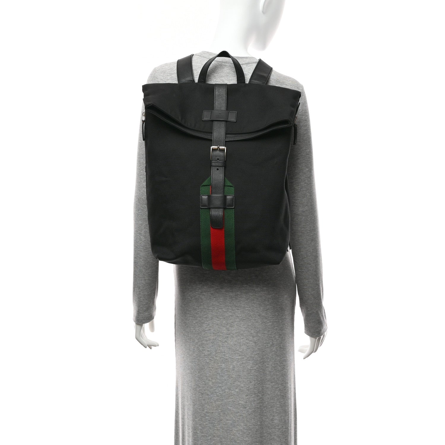 Techno Canvas Web Single Buckle Backpack Black