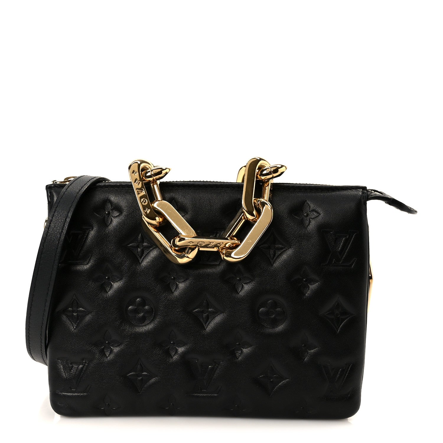 Lambskin Embossed Monogram Coussin BB Black
