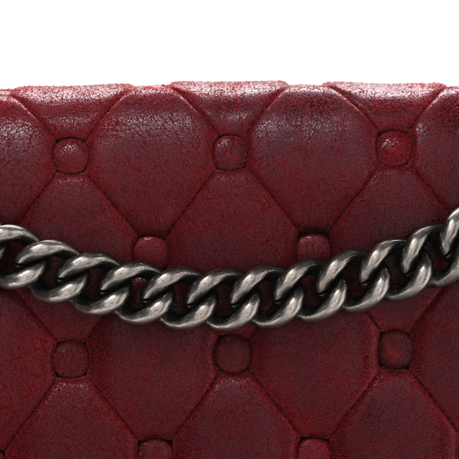 Nubuck Chesterfield Quilted Large Celtic Boy Flap Red