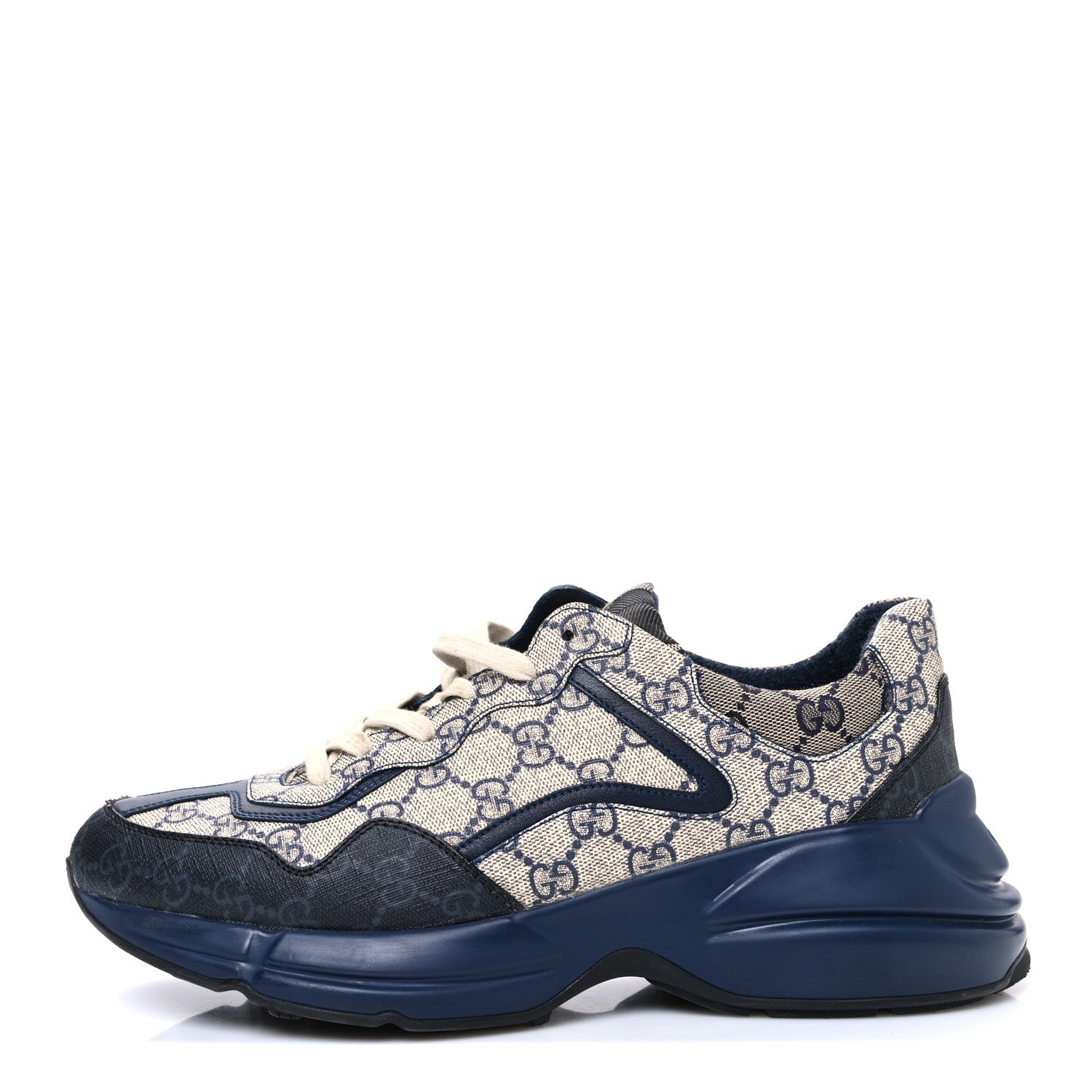 GG Supreme Monogram Mens Rhyton Sneakers 8.5 Beige Black Blue