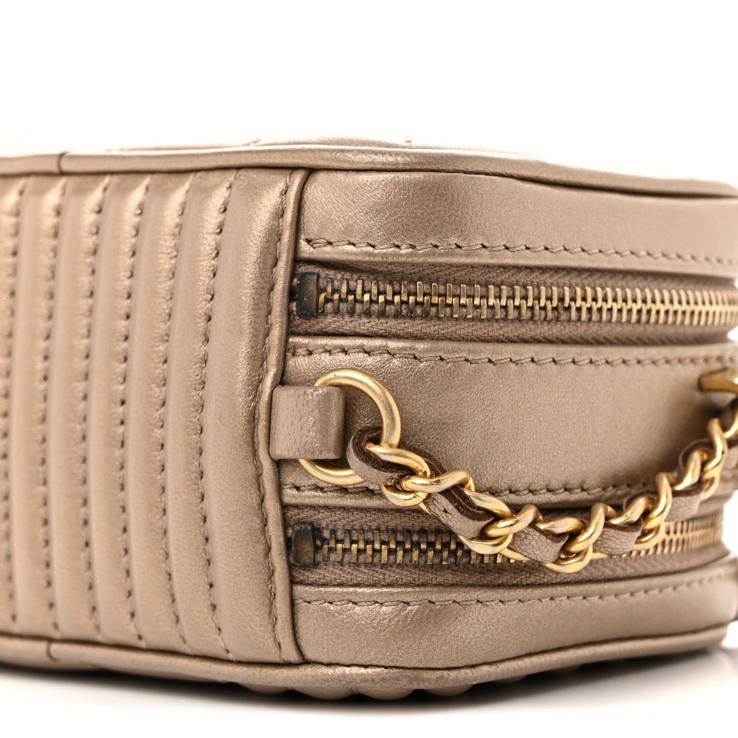Metallic Lambskin Mini Coco Boy Camera Case Dark Gold