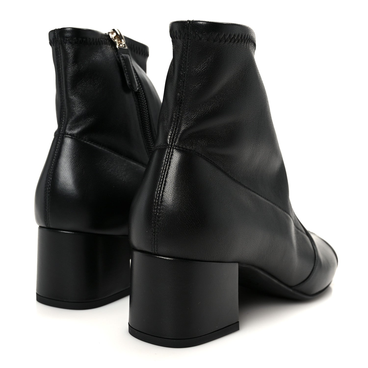 Stretch Lambskin Cap Toe CC Uniform Short Boots 38 Black