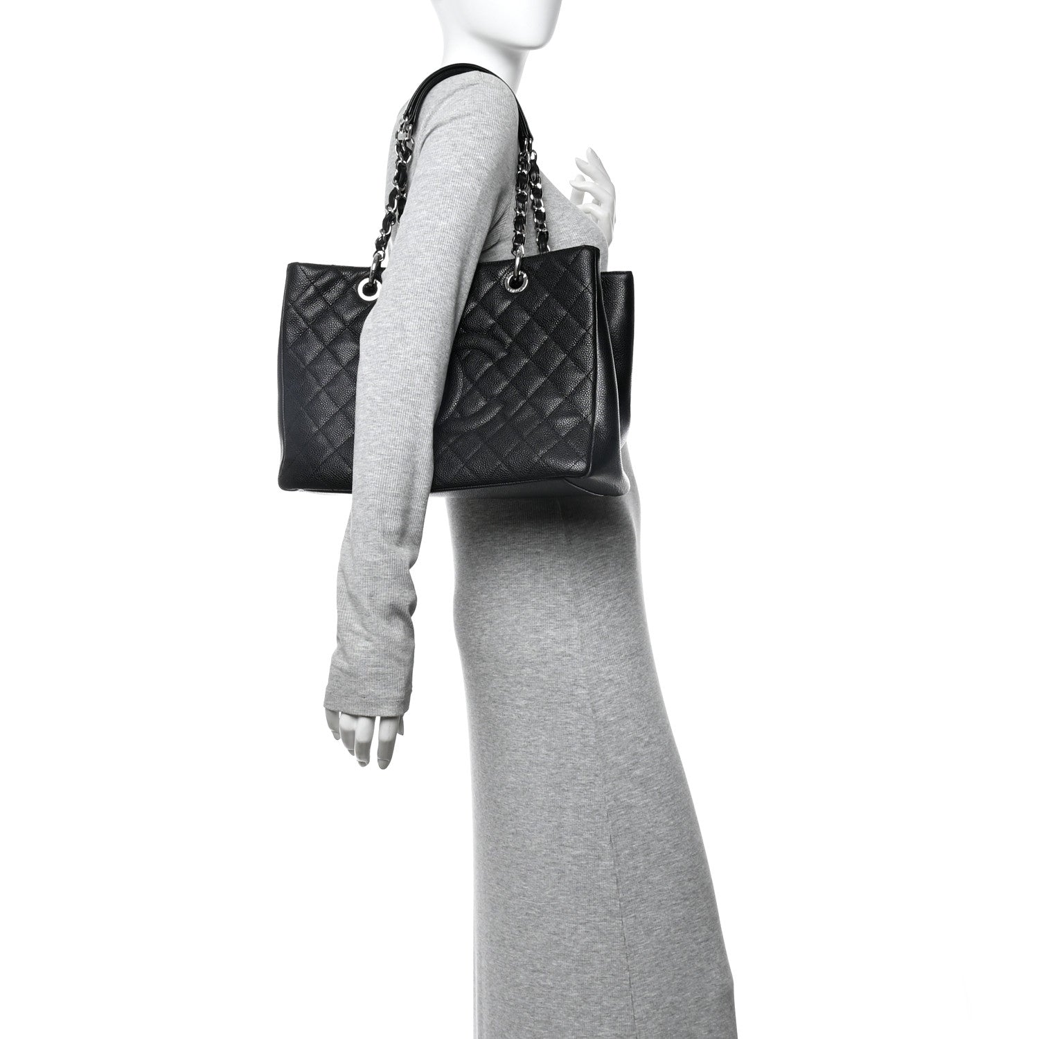 Caviar Quilted Grand Shopping Tote GST Black