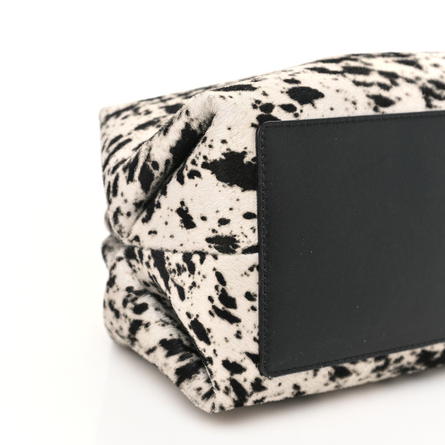 Lambskin Pony Hair Printed Clutch With Chain Black White