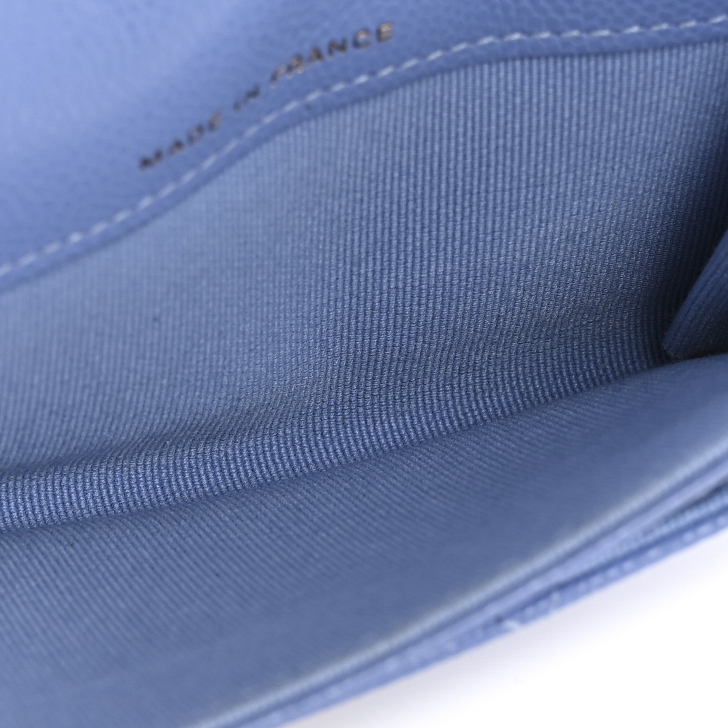 Caviar Quilted Flap Card Holder Wallet Blue