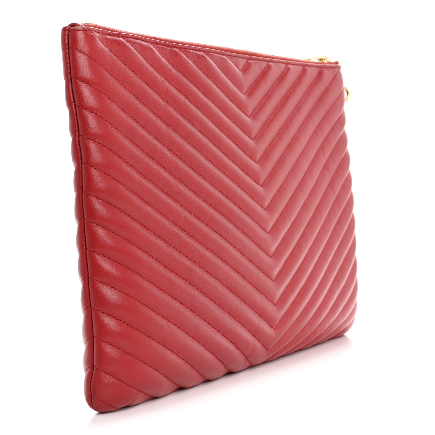 Calfskin Matelasse Chevron Monogram Document Holder Rouge Eros